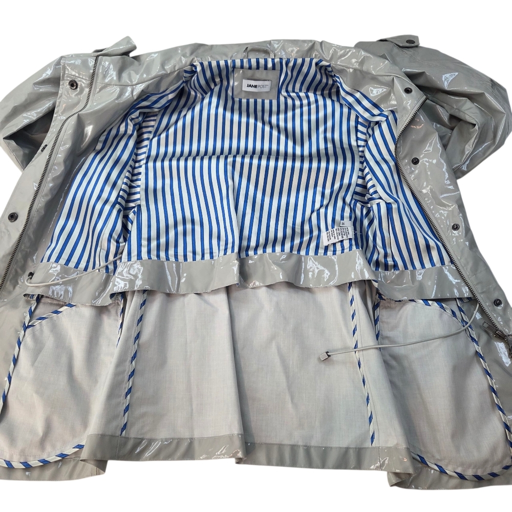 Jane Post Rain Slicker Rain Jacket Coat Womens XS Gray Minimalist Designer - Picture 10 of 12